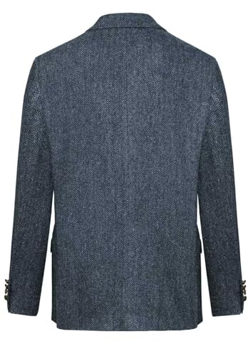 Men's Vintage Herringbone Blazer Two Button Business Casual Tweed Blend Sports Jacket3