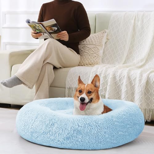 Image of JOLLYVOGUE Dog Bed, Calming Anti-Anxiety Large Dog Bed, Fluffy Donut Cushion for Medium and Large Pets (27 inch /30 inch /36 inch)
