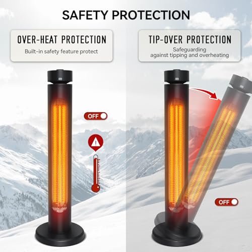 Yu Yusing Outdoor Electric Patio Heater, 1500W Infrared Heater Electric Patio Heater With Remote Control thumb #2