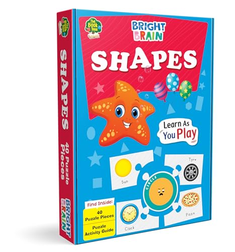 Image of The Book Tree Bright Brain Shapes Puzzle - Learn & Recognise Shapes with 40 Puzzle Pieces - Engaging Activity for Kids Age 3+ - Gift Box by Majestic Book Club