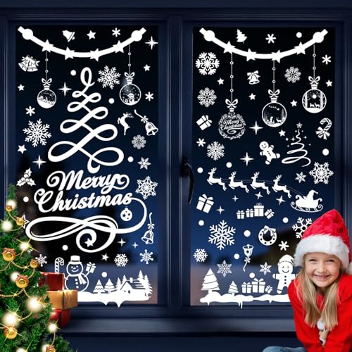 351 Stück Fensterbilder Weihnachten Selbstklebend, FUKPO Weihnachts...