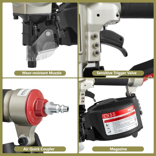 Image of Maxparts Coil Nailer CN55, 1 Inch To 2-1 /4-Inch Pneumatic Siding Nailer