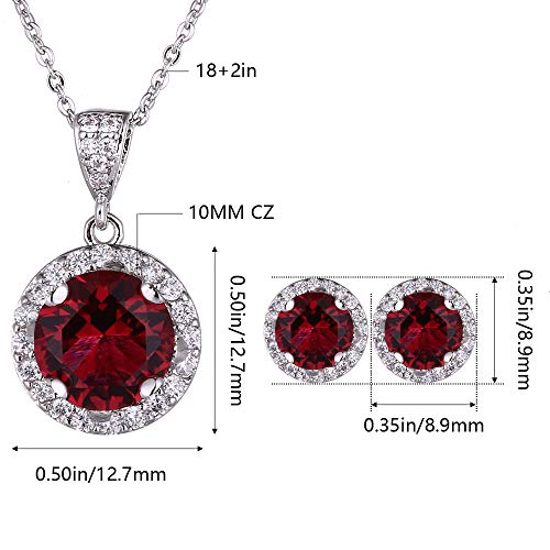 AMYJANE Halo Crystal Jewelry Set - Sterling Silver Round Cubic Zirconia Crystal Bridal Pendant Necklace Earrings Set for Wedding Bride Bridesmaids - Image 5