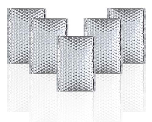 Amiff Silver Bubble Mailers Pack of 10 Bubble Poly Mailers 6.5 x 10.5 Thermal Wrap Bubble Mailers 6 1/2 x 10 1/2 Packing Envelopes Bubble Mailer, Metalic Bubble Mailer