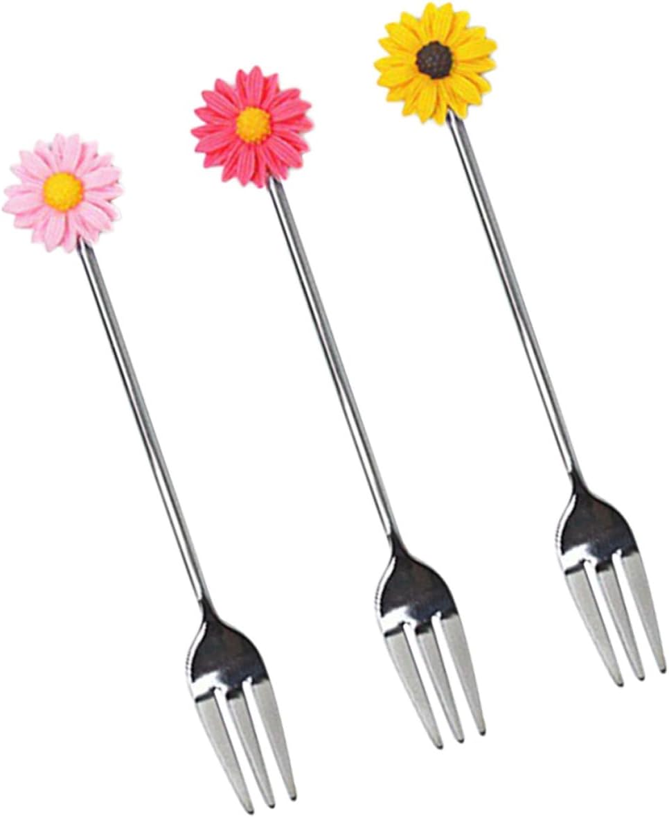 3pcs Dessert Forks Stainless Steel Resin Cake Forks for Home Party