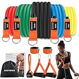 EASYMAKE Resistance Bands, Exercise Bands, Workout Bands with Handles, Door Anchor and Ankle Straps, Resistance Bands for Working Out Strength Training, Physical Therapy, Shape Body, Yoga, Home Gym