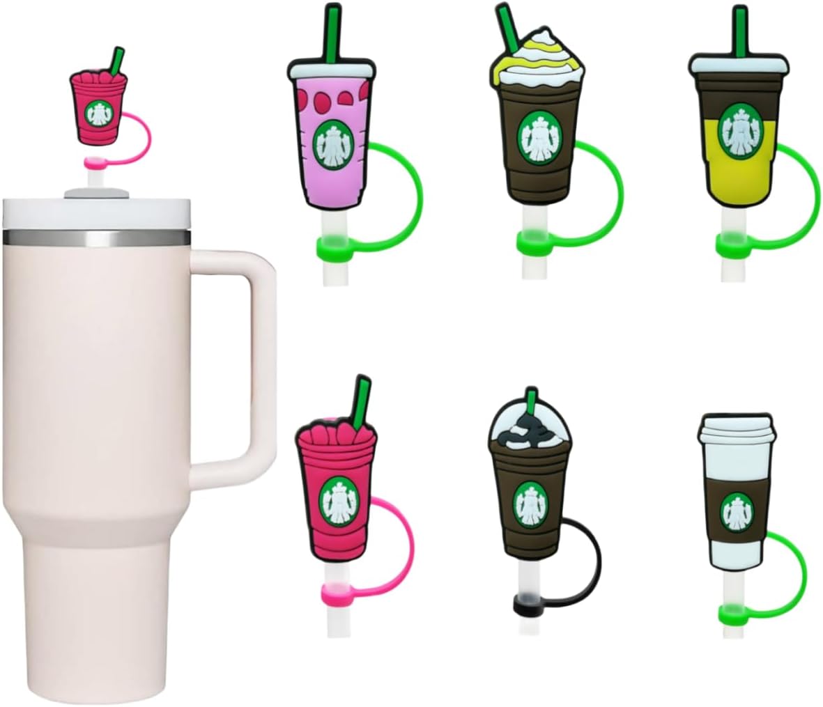 Silicone Straw Cover Cap for Stanley Cup, Straw Topper Compatible with 8mm 20&30 Oz Stanley Tumbler, Dust-Proof Reusable Tips Lids