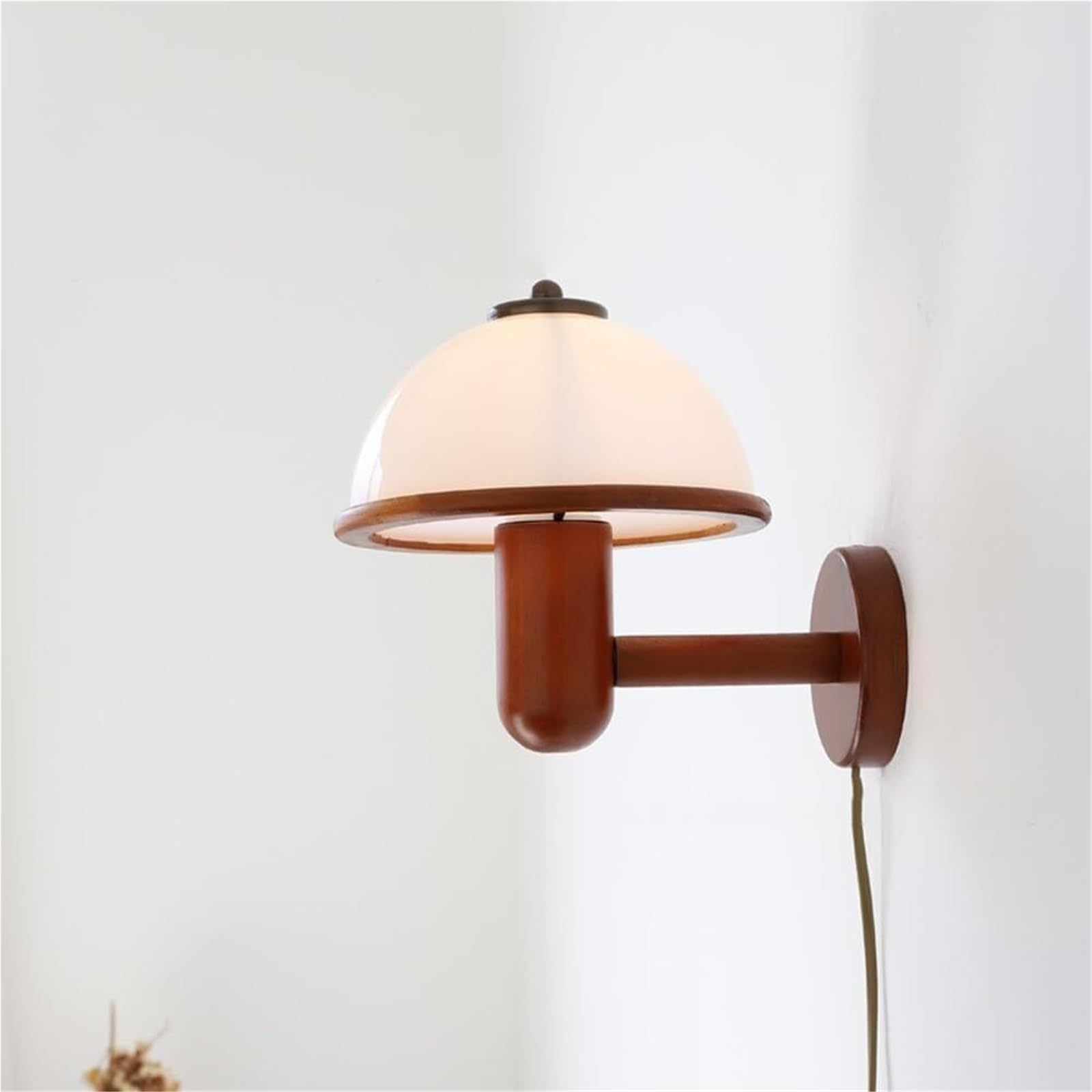 Rustykalna lampa ścienna z mlecznobiałego drewna, styl wiejski, styl vintage, przewodowa, do sypialni, salonu lub biura (z wnętrzem)