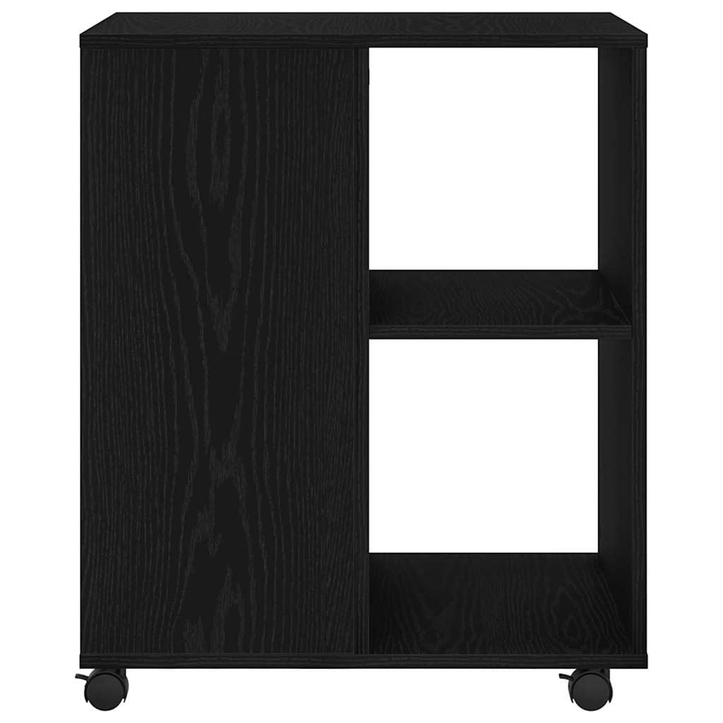 Mobiler Büroschrank auf Rollen, Aufbewahrungsschrank in Schwarz Eichen-Optik, 60 x 53 x 72,5 cm, Stabiler Rollcontainer mit 2 Fächern für Aktenordner und Bürobedarf
