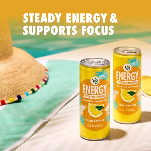Image of V8 Energy Yuzu Lemon Energy Drink, 8 fl oz Can, 6 pack (Case of 4)