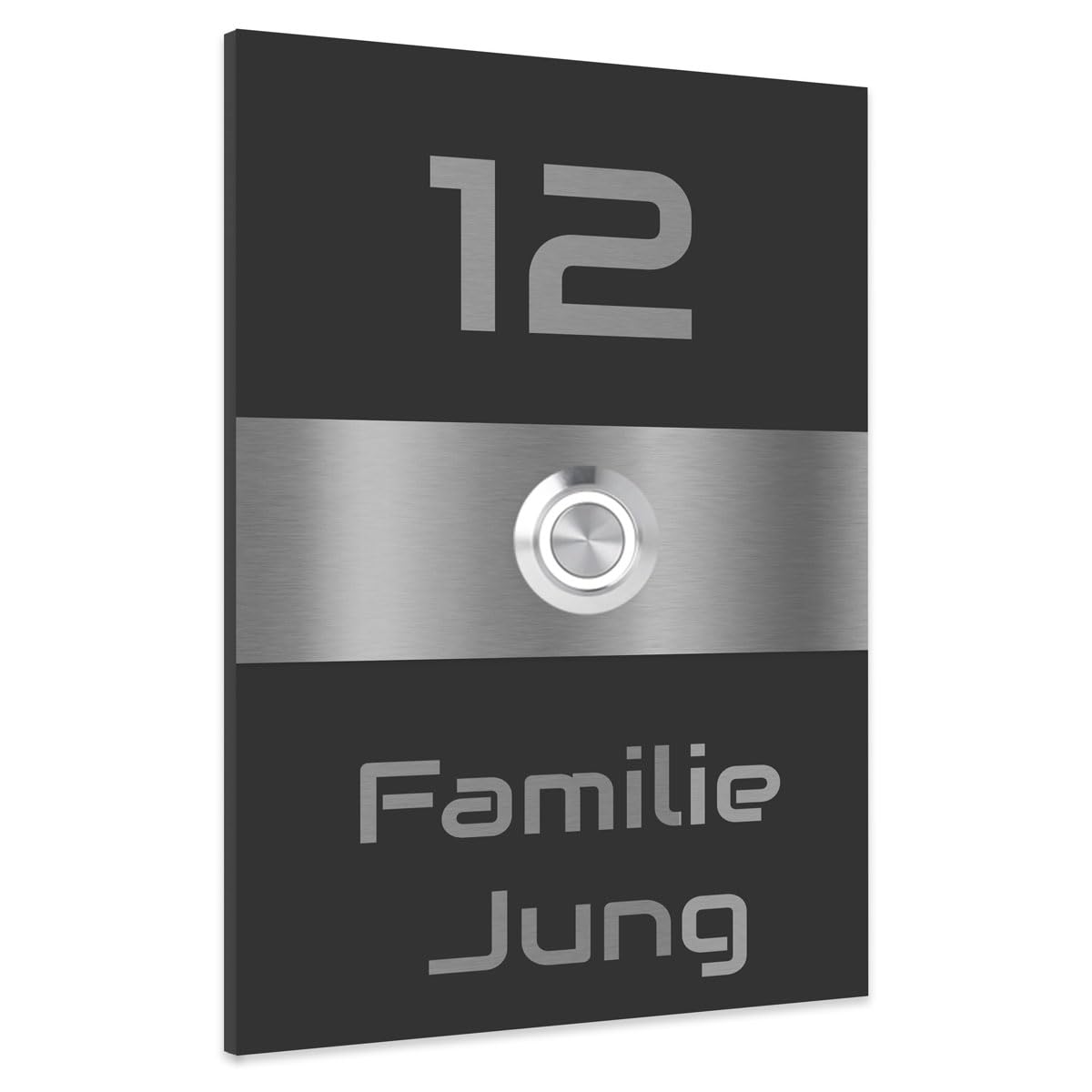 Jung Edelstahl Design Türklingel Philadelphia anthrazit RAL 7016 pulverbeschichtet Klingelschild mit LED und Gravur Haustürklingel Klingelplatte Klingel (anthrazit)