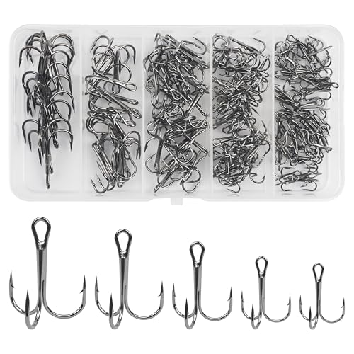 Hameçons triples forgés en acier carbone, kit de 145 pièces haute résistance truite et silure