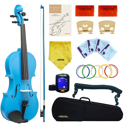 Crafteem - Traje de violín de alta calidad de 4/4 colores para principiantes, adultos y niños (1/4,...