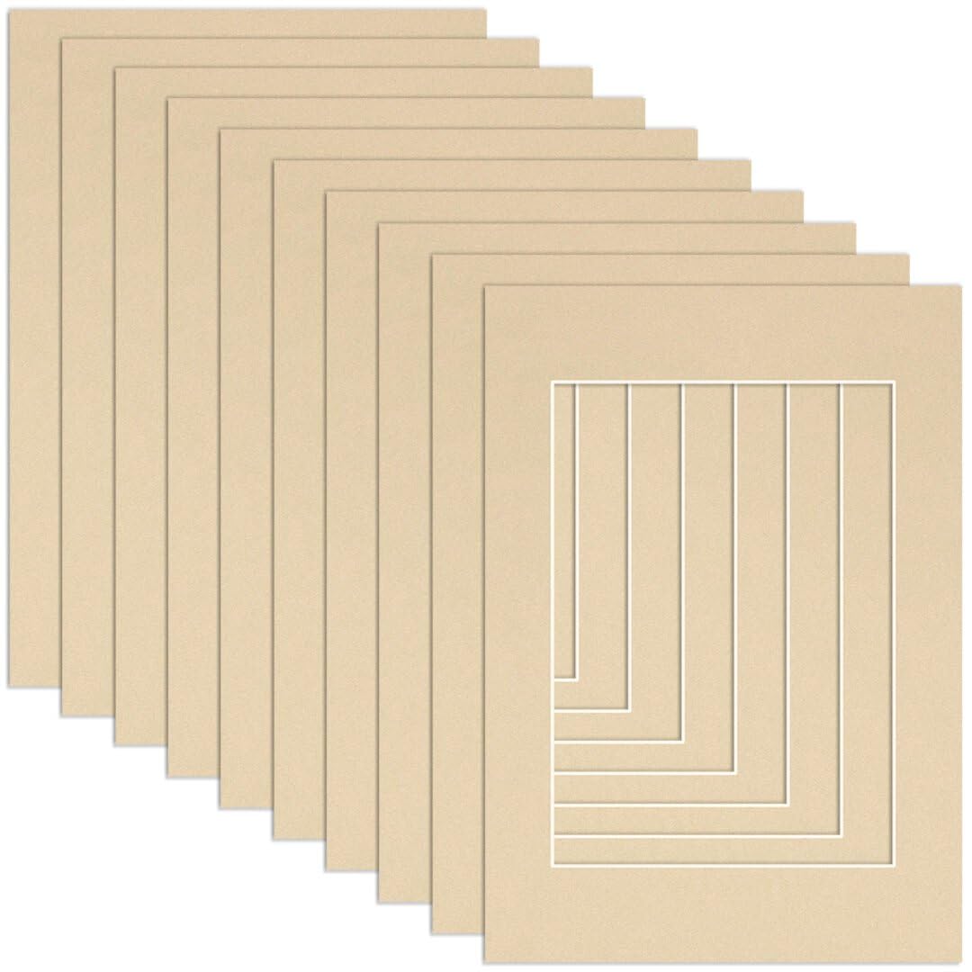 Procut Global A1 Ivory Picture Mounts to Fit A2 Aperture - Precision Cut Cardboard Photo Mount - Ideal for Frames, Prints, Artwork & Certificates - Sizes & Colours Available - 10 Pack