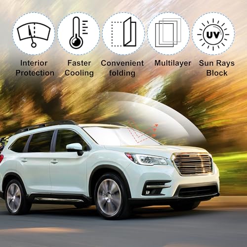 Image of Windshield Sun Shade Custom Fit for 2019-2024 2025 2026 S-ubaru Ascent Accessories Foldable Sunshade Sun Blocker Protect Car from Sun Rays & Heat Damage Keep Car Cooler