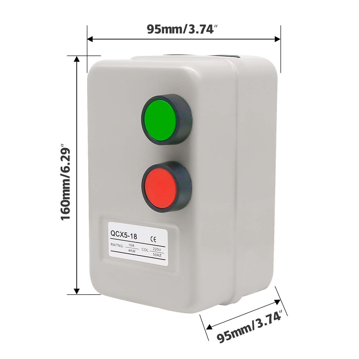 Avviatore magnetico per motore elettrico, 220/240 V, 4 kW, 10-16 A, 5,5 HP, avviamento magnetico monofase per motori (interruttore a pulsante)