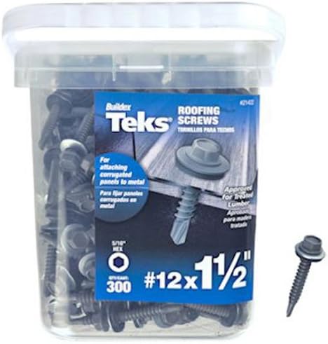 Teks #12 x 1-1/2 in. HEX Washer Head Drill PT Metal-to-Metal Roofing Screws 300CT