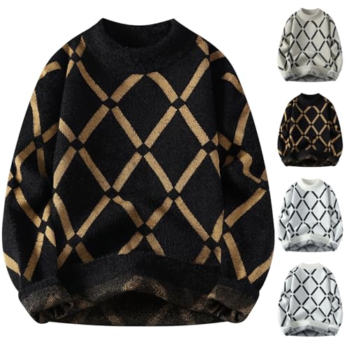 Cambkatl Men's Mock Neck Sweaters - Loose Fit Crewneck Graphic Soft Knitted Pullovers Long Sleeve Jumper Tops2