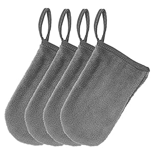 4 Piezas Guante Desmaquillante, Guante Desmaquillantes Reutilizable Guante para Cara Guante de Microfibra Lavable…