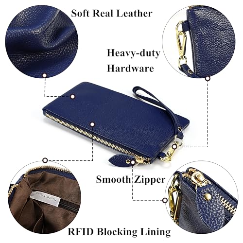 Image of Uromee Wristlet Wallet Clutch Purses for Women Genuine Leather Crossbody Bag Handbag with Detachable Shoulder Chain