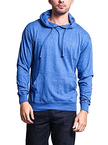 G-Style USA Men's Cross-Dyed Heather Jersey Lightweight Pullover Hoodie Sweatshirt MH13104 - Heather Royal - Medium