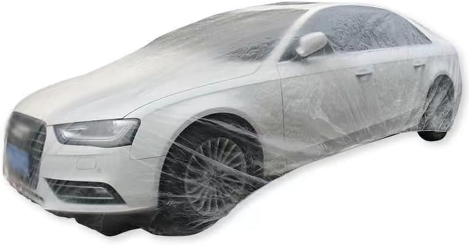 3 Pcs Disposable Car Cover，Clear Plastic Car Cover Universal Rain Dust Garage Cover with Elastic Band Clear Car Protector for Sedan Outdoor Snow Rain Weather(12.4x21.3