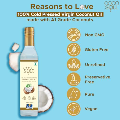 Image of Coco Soul Cold Pressed Natural Virgin Coconut Oil, 500 ml (Pack of 3)