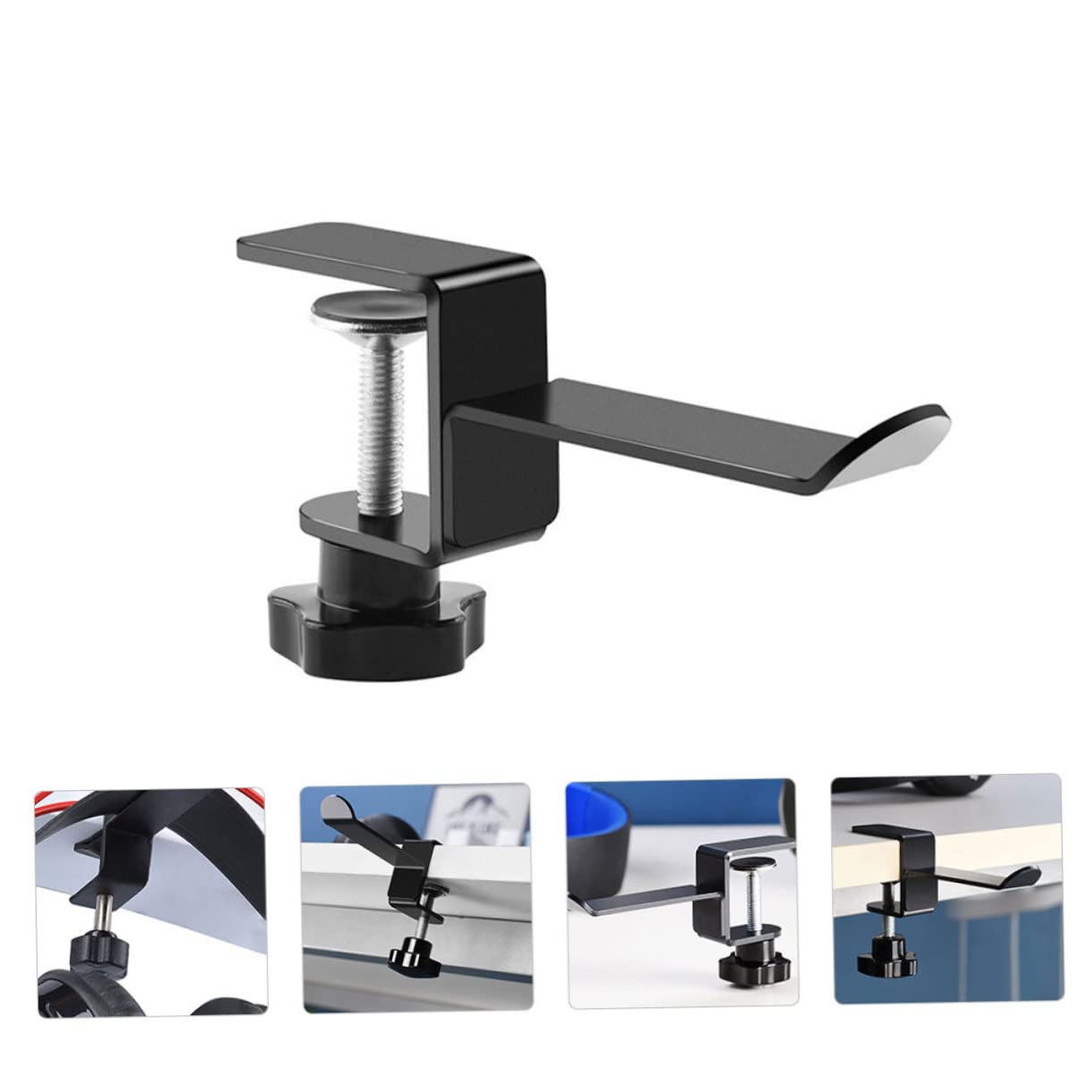 Gadpiparty Gancio Metallico per Cuffie 2 Pezzi in Ferro Nero Regolabile | Montaggio Sotto Scrivania, Uso Multiuso per Bagno e Cucina, Adatto a Headphone e Vestiti