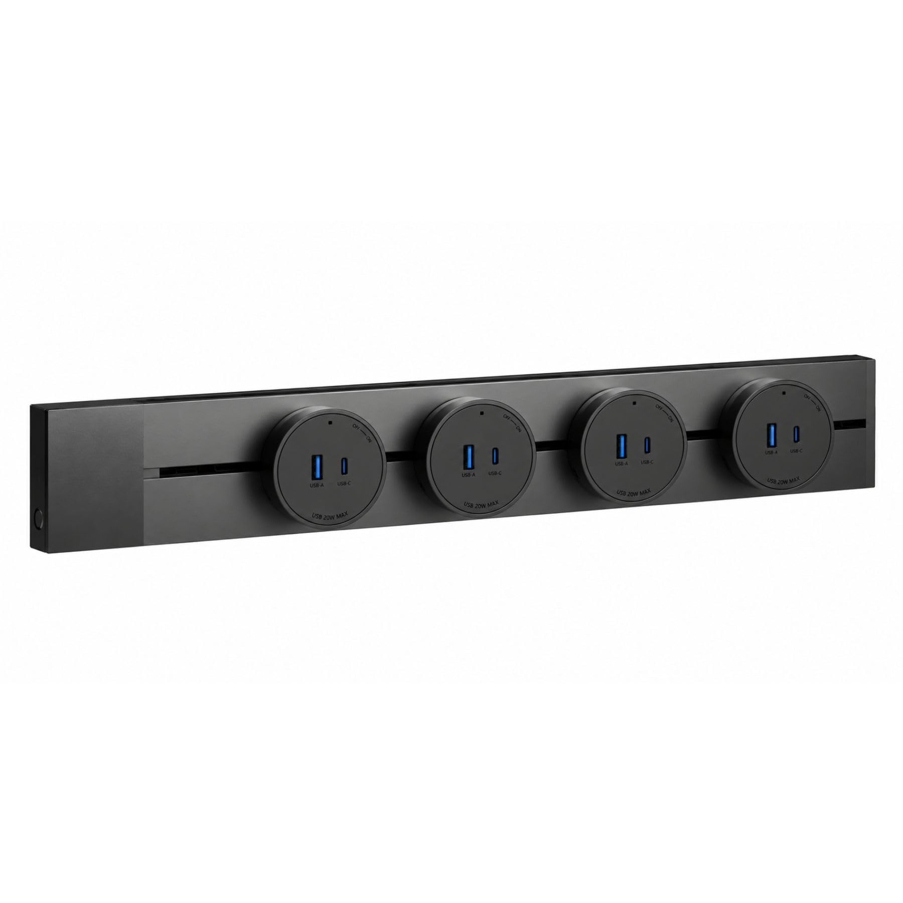 4 PCS Prese Caricatore USB-A e USB-C PD 20W Nero per Power Track