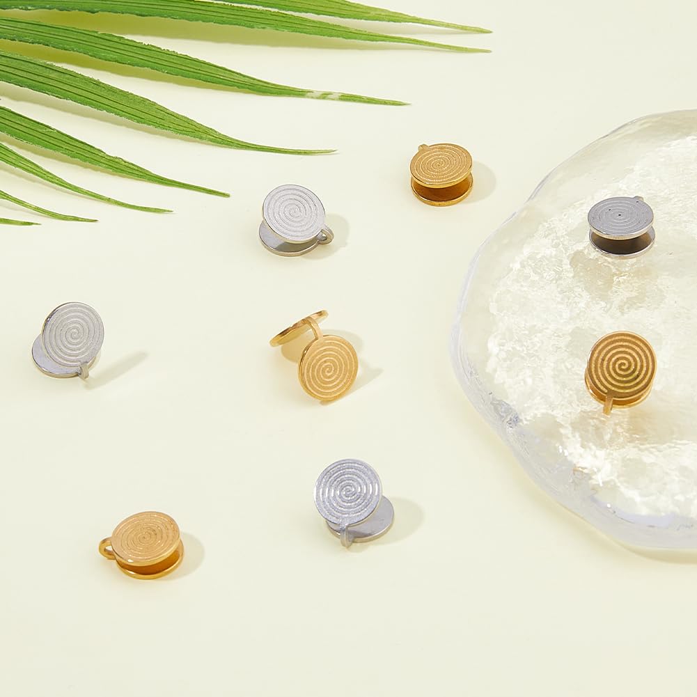 4 paia di orecchini a pressione in 2 colori per cheloidi in acciaio inox, orecchini a clip 11 x 11,5 mm, orecchini a pressione regolabili con cheloidi, per donne, uomini e donne