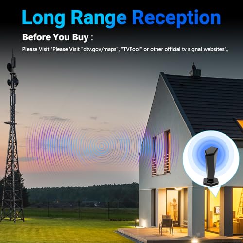 TV Antenna for Smart TV Indoor, Digital Antenna for Local Channels, Strong Magnetic Base, Easy Installation, 360° Long Range Reception, 4K 1080P, 8.5-ft Long Cable (Black) by QGClearSO - Used condition - Image 8