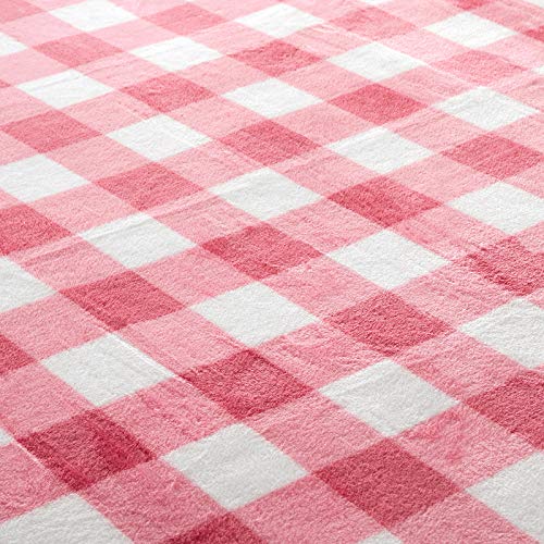Image of PU MEI Sherpa Fleece Throw Blanket Reversible Plush Fluffy Lattice Flannel Blankets for Sofa Couch Bed,60 inchx80 inch,Pink