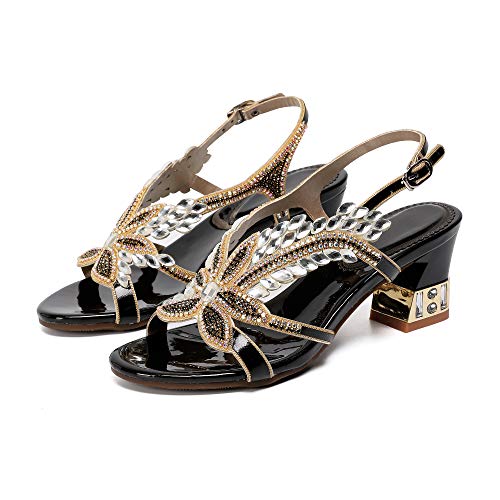 Image of Women's Handmade Rhinestones Crystal Heel Evening Bridal Wedding Prom Sandals Heeled 6.5 cm