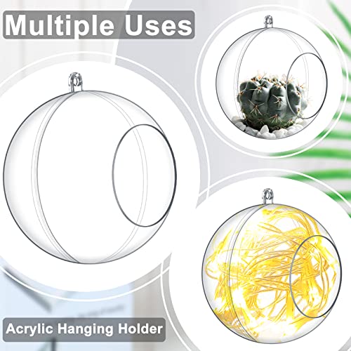 24 Pcs Air Plant Holder Clear Hanging Candle Holder Acrylic Led Tea Light Holder Tealight Candle Holder Round Globes Tillandsia Succulent Vase Hanger With 3.28 Ft Twines (3 Inches) #TOP2