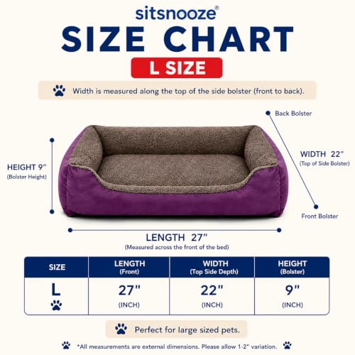 Image of SITSNOOZE Reversible Orthopedic Donut Dog Bed Large Size for Pets 10 to 20 kg Washable Cotton Sofa for Labrador, German Shepherd and Golden Retriever (Brown & Purple, L)