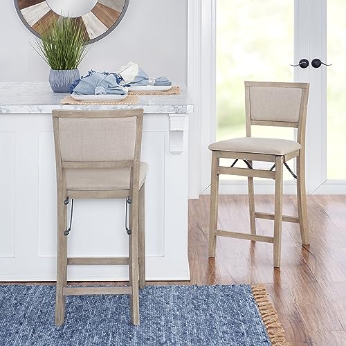 Linon AMZN3238 Keira Natural Rustic Wooden Folding Counter Stool thumb #6
