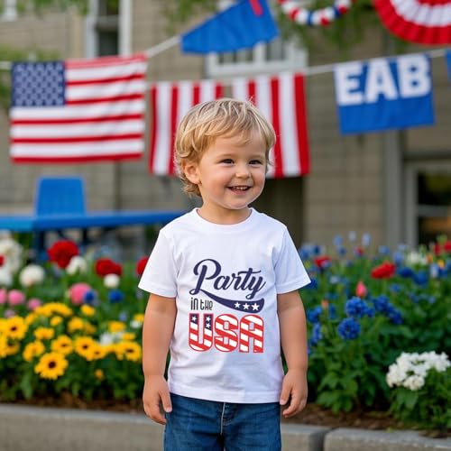 Image of Boys 4th of July Shirts-Toddler Girls Patriotic American Flag Tees Kids Memorial Day USA T-Shirts 2-7T