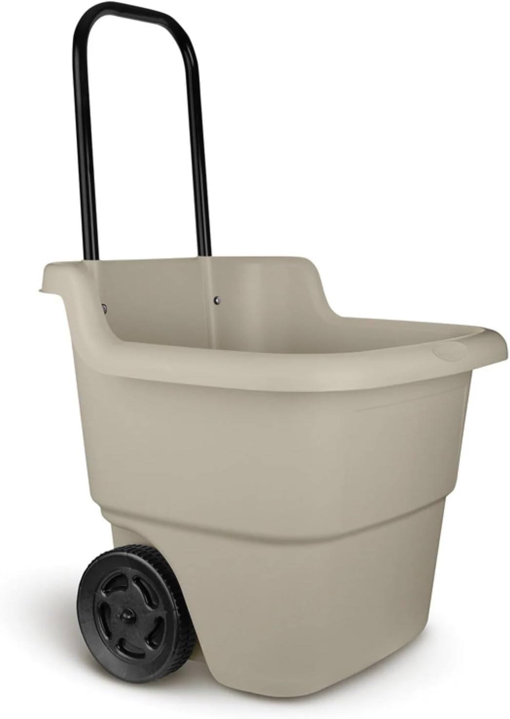 Resin Rolling Lawn and Utility Cart with Retractable Handle – Garden Wagon for Outdoor Yard Work, Lightweight Durable Construction, Easy Storage,Beige (Beige)