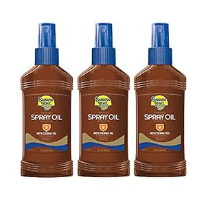 Banana Boat Deep Tanning Oil Sunscreen, Pump Sun Screen Spray with Coconut Oil, SPF 8, 8oz. – Pack of 3