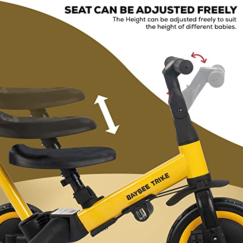 Image of Baybee Spectra 5 in 1 Baby Tricycle for Kids, Smart Balance Bike Kids Cycle with Parental Push Handle, Eva Wheels & Safety Belt | Baby Cycle for Kid 1-3 Years Boy Girl (Yellow)