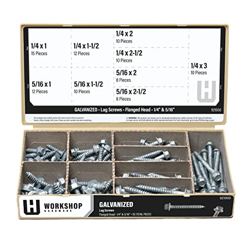 Werkstatt-Hardware-Verschluss-Sortiment, verzinkter Flanschkopfschrauben-Set, 95-teilig, Vielfalt, 1/4 & 5/16 Durchmesser Cover