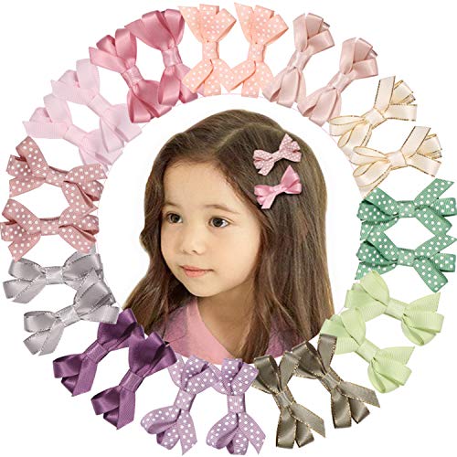 2'' Hair Bow Grosgrain Ribbon Hair Bows Clips for Toddlers Little Girls 6 pcs (set 01) - Image 2