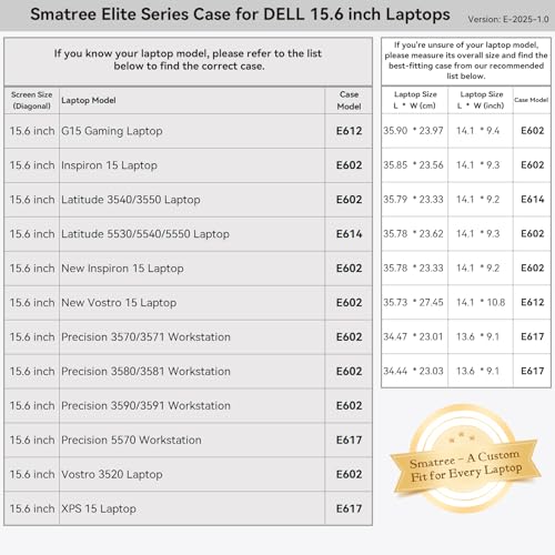 Smatree 15.6 inch Laptop Sleeve for DELL Precision 5570 Workstation, DELL Laptop Case with Accessory Pocket, YKK Zipper, Patented Shockproof Design (E617)3
