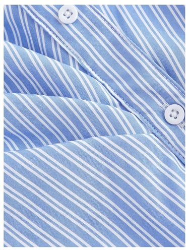 SweatyRocks Women's Striped Button Down Blouse Long Sleeve Ruched Wrap Asymmetrical Shirts4