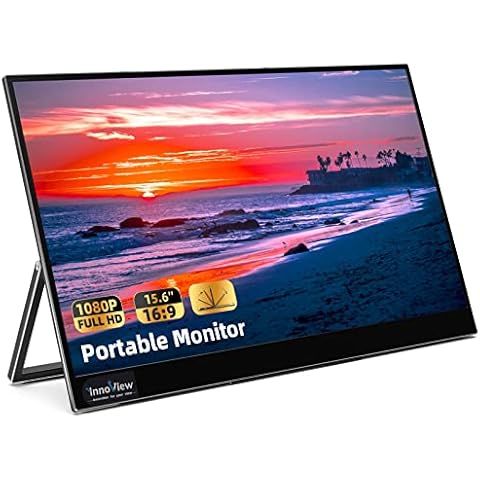 InnoView Portable Monitor for Laptop, 15.6 Inch FHD 1080P IPS Eye Care Screen with Stand 180° Adjustable, Dual Speaker Travel Monitor for Laptop PC MAC Phone PS5/4 Xbox Switch Cover