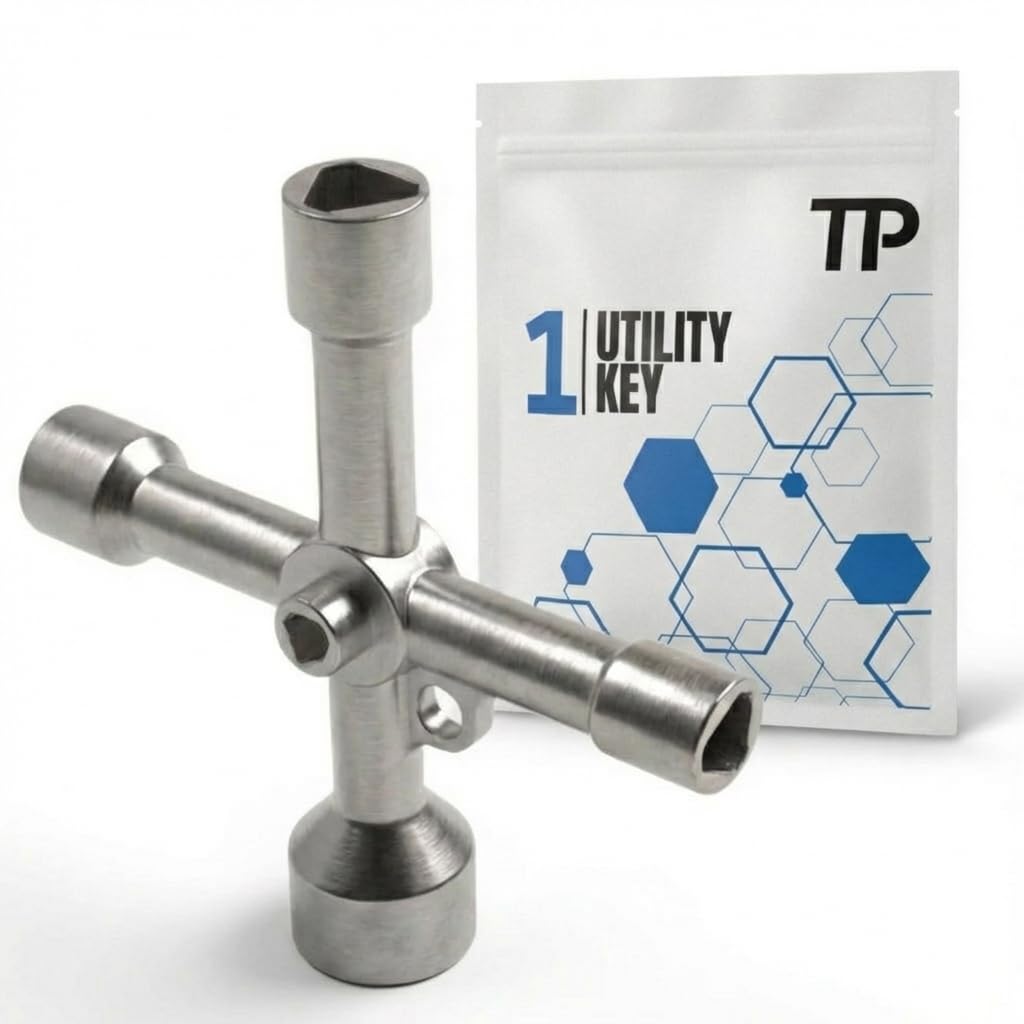 Dreikantschlüssel 4-Wege-Multifunktionsschlüssel - Schaltschrankschlüssel - Dreieck Schlüssel Universal/Mülltonne aus Metall mit Verzinkte Oberfläche - (13 mm / 10 mm / 9 mm / 8,5 mm / 5 mm)