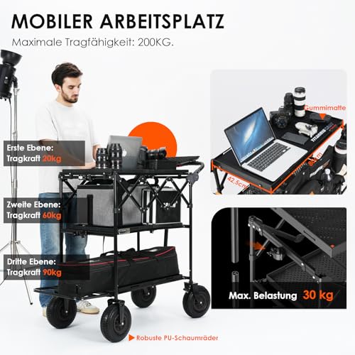 TARION Faltbarer Kamerawagen Filmwagen Fotowagen– Robuster Kamera Rollwagen mit Schwenkrädern, Hohe Tragkraft für Film, Studio & Bühne – Profi Videowagen für Fotografen & Filmemacher Titanrig Cart