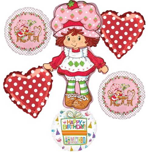 Anagram Birthday Party Supplies Strawberry Girl Shortcake Jumbo Shape Balloon Bouquet Decorations