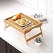 Fibogollo 2 Pack Bamboo Bed Tray Table with Folding Legs,Breakfast Trays,Serving Tray for Food and Snack,Laptop Trays for Working(Natural)