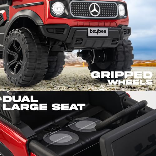 Image of Baybee Benzie Pro 4x4 Battery Operated Jeep for Kids, Ride on Toy Kid Car with RGB Windshield Light & Music | Baby Big Battery Cars | Electric Jeep Car for Kids to Drive 2 to 6 Years (Painted Red)